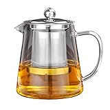 Glass Teapot Tea Kettle - OBOR Borosilicate Stovetop Safe Small Tea Maker with Removable Infuser for Blooming and Loose Leaf - 450ML/15oz ...