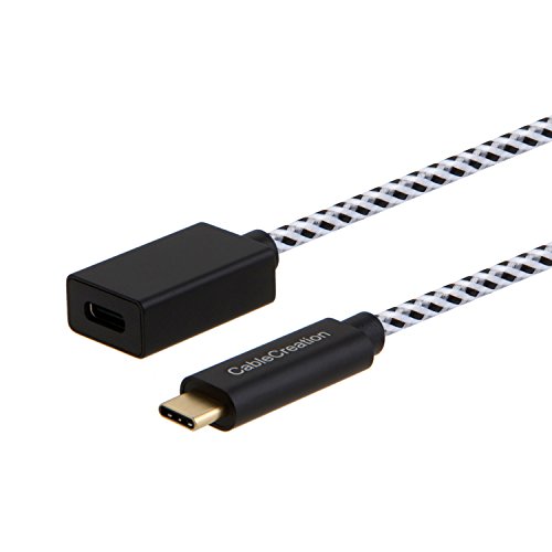 USB C Extension Cable(3A), CableCreation 10Gbps 1.6ft USB 3.2 Type C Male to Female Extender Cord, Support 4K Video Audio Transfer, Compatible with MacBook Pro, Samsung Note 8, 0.5M/Black and White
