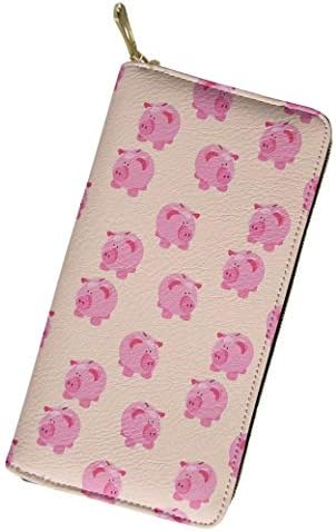 Cute Pig Pattern Women Long Wallet PU Leather Waterproof Card Holder Zipper Clutch Purse