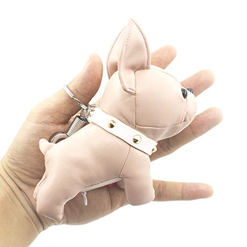 French Bulldog Leather Keychain Bag Charm,SALTY FISH Car Key Chain Gift for Women Kids - Thumbnail 3