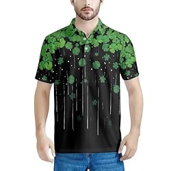 HUGS IDEA Shamrock Mens Golf Shirt Casual Sport