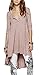 R.Vivimos Women Half Sleeve High Low Casual Loose T-Shirt Short Dress XL Pink