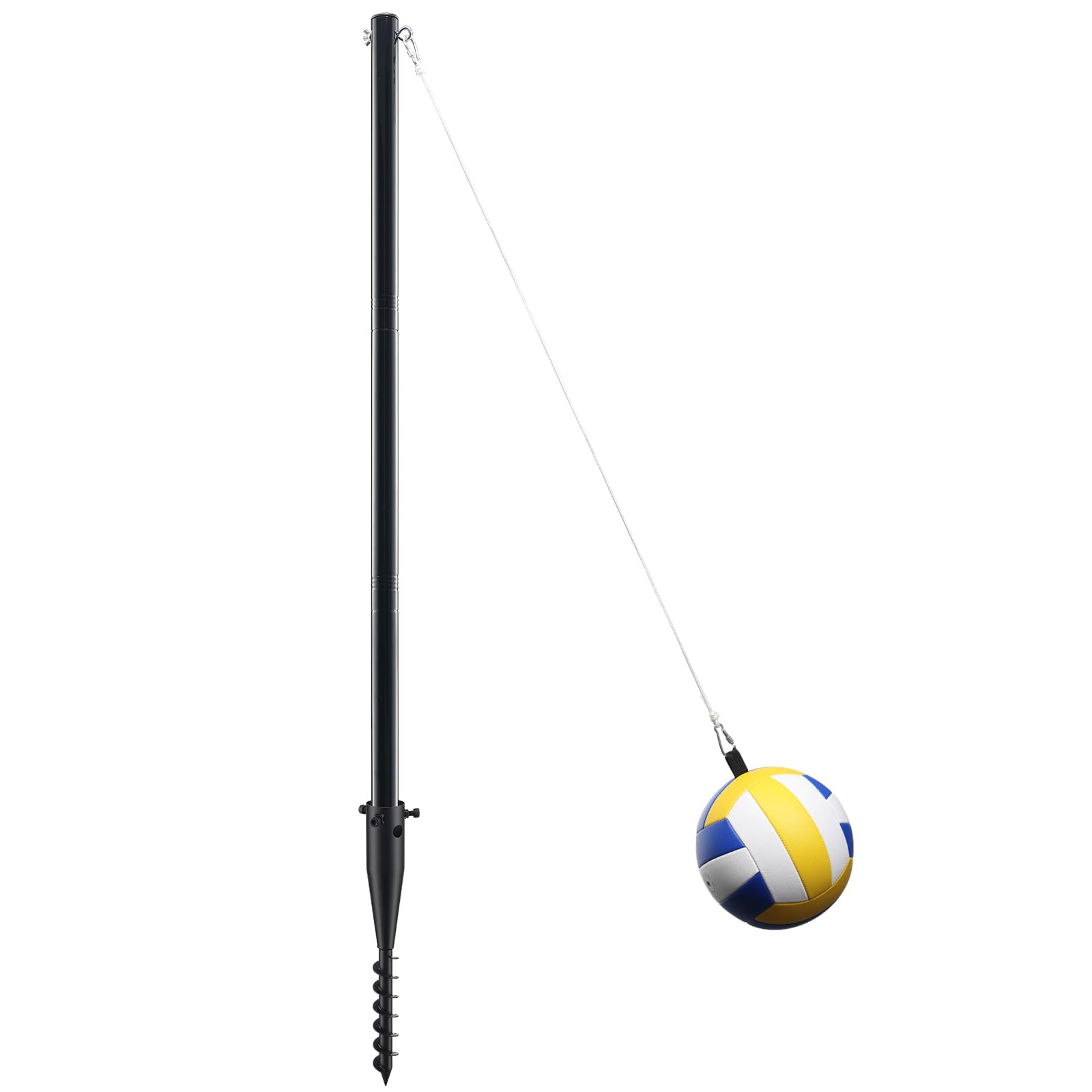 Photo 1 of JAOTREL Tetherball Ball and Rope and Pole - 7.5FT Heavy Duty Tether Ball Kit, Portable Pole Set for Outside Ball Games Sports for Kids & Adults, Black
