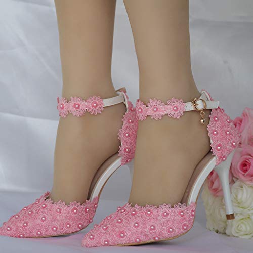 lkoezi Women Rhinestone High Heels, Lady Sexy Wedding Pointed Toe Thin Sandals Shoes Ankle Straps Sandals - Thumbnail 3