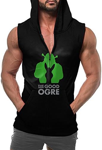 Classic Animated Film Shrek Logo Mens Sleeveless Hoodie Zip-up With Pocket