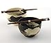 Japanese Stoneware Bowls with Chopsticks Gift Set, Brush Black and White