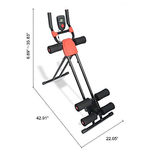 Carambola Ab Cruncher Abdominal Trainer Glider Machine, Body Fitness Gym Exercise Equipment with LED Monitorv
