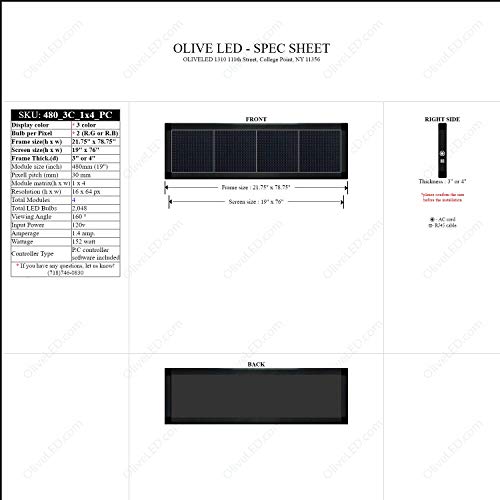 OLIVE LED Sign 3Color, RBP, P30, 22"x79" PC Programmable Scrolling Outdoor Message Display Signs EMC - Industrial Grade Business Ad Machine. - Thumbnail 6
