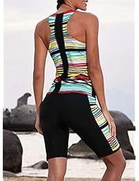 EVALESS conjunto de tankini con espalda cruzada y pantalones cortos para dama