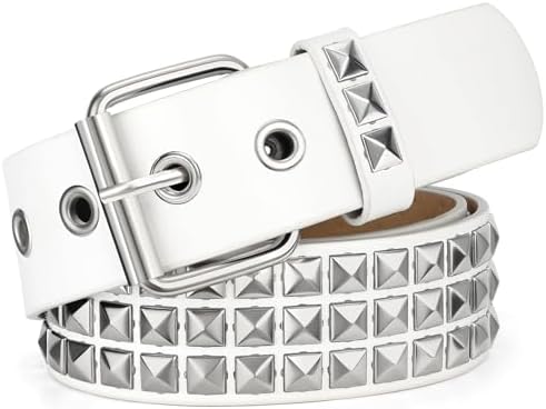 Holographic Rivet Belt with double Silver Buckles Adjustable Statement Belt Holographic or Glitter Star Vinyl  main image 4