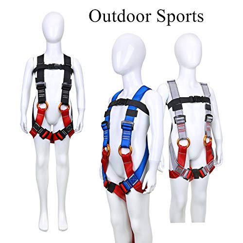 WILDKEN Kids' Climbing Harness Youth Harness Full Body Zipline Safety Harness for Mountaineering Outward Band Expanding Training Rock Climbing Rappelling Equip (Black)