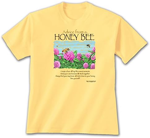 Earth Sun Moon Advice from a Honey Bee - Large Ladies T-shirt Daffodil, Novelty Gift Apparel