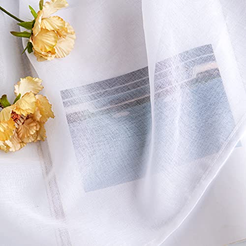 Woaboy Set of 2 Semi-Transparent Interior Curtains with Eyelets 140 x 225 cm White