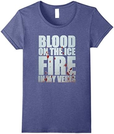 Womens Hockey Ice Shirt Blood On The Ice Fire In My Veins Skate Tee Small Heather Blue