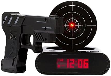 Smart Mall BF1821 Digital Target Alarm Gun Clock, Infrared Gun and Recoil Sound Effects, Choose from Three Featured Game Modes, Challenge Your Aiming and Reaction Time Black/White/Camoflage
