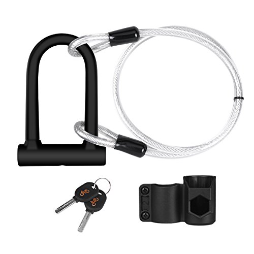 [- Y&S Bike U Lock, Heavy Duty High Security D Shackle Bike Lock with 4FT/1.2M Steel Flex Cable
