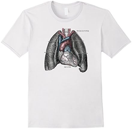Men's Vintage medical anatomy human lungs heart T shirt Medium White