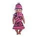 MonkeyJack Pink Patterned Sweater Dress Hat Kitwear Set for 18'' American Girl Doll or 17'' Zapf Baby Born Dolls