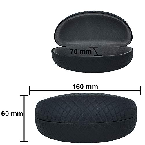 Sunglass Case Hard Shell | Large Eye Glasses Case For Men And Women | Protective Holder for Eyewear | Fits Most Eyeglasses | Quilted Black