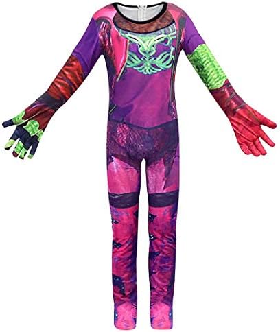 Descendants 3 Halloween Costume for Girls Boys, Kids Audrey/Mal/Evie/Jay/Carlos Halloween Cosplay Jumpsuit Set Masquerade Dress for Themed Parties, Includes Accessories