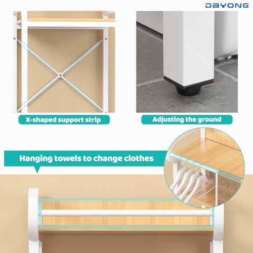 DAYONG Over Washing Machine Storage Rack, 3-Tier Laundry Organiser with Shelves, Bathroom Room Shelf, Shelving Units Clothes Dryers Shelf for Laundry Room, Balcony, Bathroom (White)