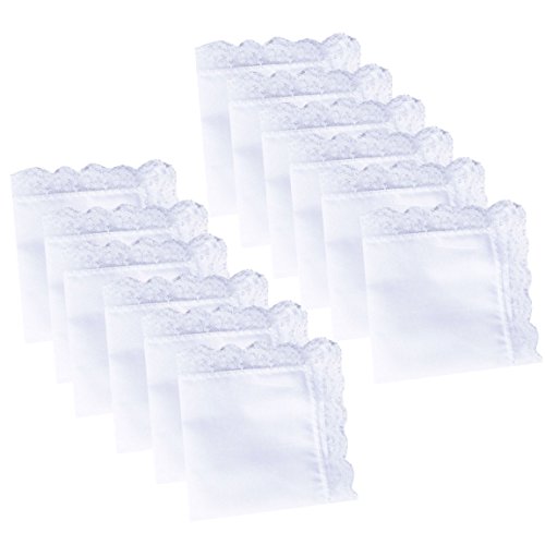Lace / Embroidery Perfect Wedding Cotton Handkerchiefs Bulk - Thumbnail 2
