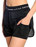 UDIY Women's 2 in 1 Sports Shorts with Inner Pocket Trainning Running Shorts