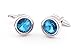 Super Shiny Swarovski Similar Crystal Blue Opal Circular Cufflinks Elegant Style