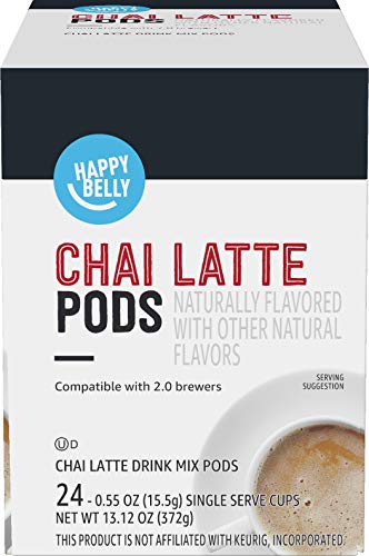 HAPPY BELLY TEA PODS COMPATIBLE WITH 2.0 K-CUP BREWERS, CHAI LATTE, 24 COUNT (PREVIOUSLY SOLIMO)