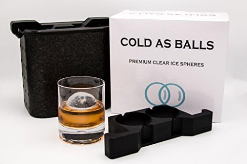 COLD AS BALLS Premium Crystal Clear Ice Sphere System for the True Whiskey, Bourbon or Cocktail Enthusiast – BPA Free FDA Approved Silicone Ice Tray Molds – Perfect as Whiskey Gift Set