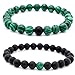 wintefei 1Pc/2Pcs 8mm Fashion Faux Pumice Stone Malachite Bracelet Couple Accessory 3#