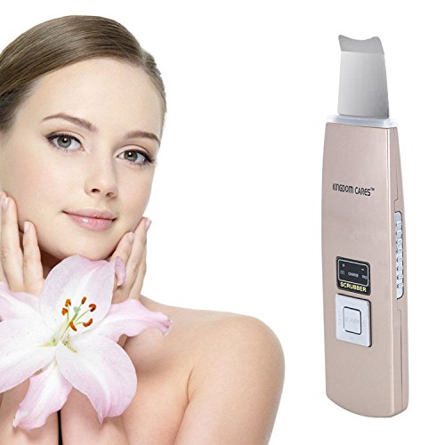 KINGDOMCARES Facial Skin Ultrasonic Scrubber Gentle Peel Dermabrasion Skin Rejuvenation Microdermabrasion Blackhead Removal Skin Peeling Extractor Anti-Age Cordless Rechargeable Pores Cleanser Golden