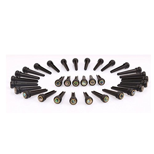 Pakala66 Ebony Guitar Pins Inlaid Abalone Dot-Guitar Strings for Acoustic Guitar Replacement Parts-6 Pack