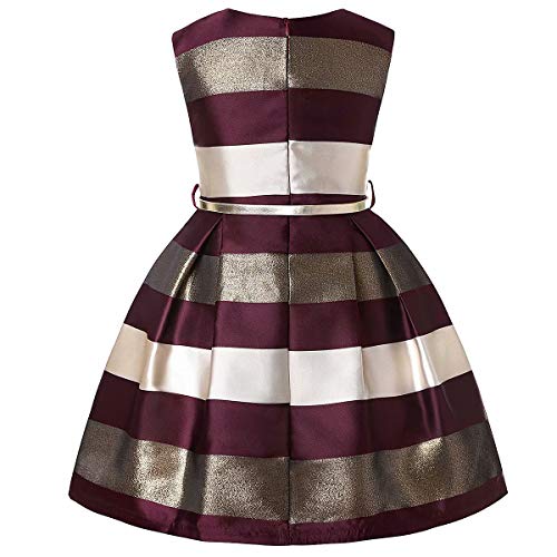 AYOMIS Litter Big Girl Dress Princess Gowns Party Wedding Dresses(Burgundy&Gold,4-5Y)