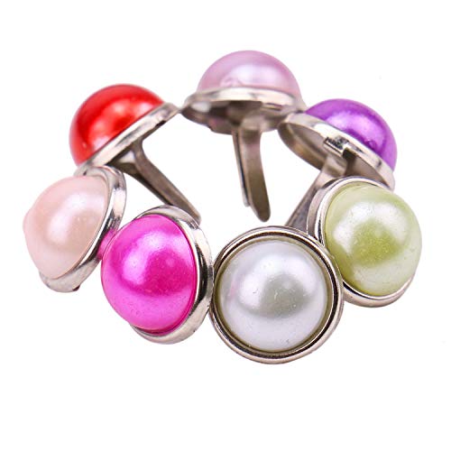 JETEHO 100pcs 12mm Mixed Colors Pearl Brads Paper Fasteners Brads Round Brad Craft Scrapbooking Card - Thumbnail 2