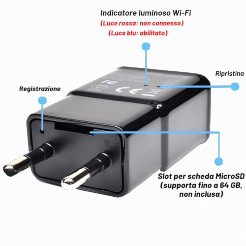 SHMIZZ Mini Hidden Spy Camera, Mini Camera, Espía Oculta Camuflada WiFi 1080P USB Cargador Interior Spy Camaras Surveillance with Motion Detection, Night Vision