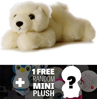 Lil' Slushy The Polar Bear: ~8" Aurora World Flopsie Mini Plush Series + 1 FREE Aurora Mini-Plush Charm Bundle [312234]