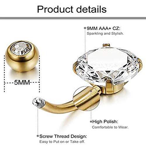 SOTICA Belly Piercing Kit with 14G Surgical Steel Piercing Needle Belly Botton Piercing Kit Navel Piercing Kit With Piercing Clamps Piercing Jewelry for Body Piercing Supply (gold)