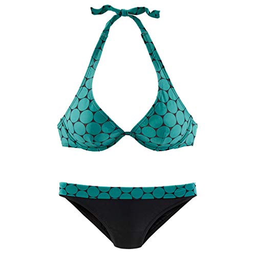 image for Emimarol Women Swimsuit Polka Dot Printed Bikini Set Swimwear Halter V