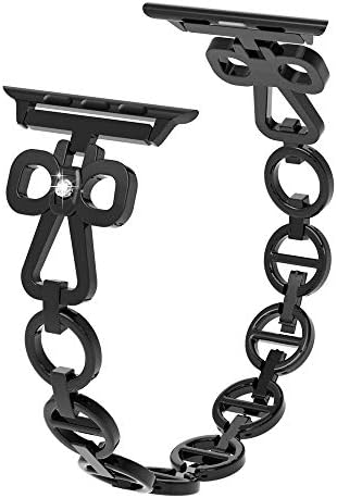 Rockvee Shamrock Link Bands Compatible Apple Watch Band 38mm 40mm 42mm 44mm iWatch Series 4 3 2 1, Stainless Steel Clover Link with Diamond Women Girls (Black, 38mm/40mm)
