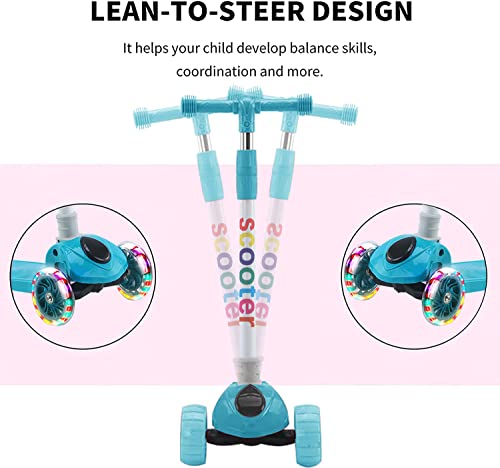 DMG TECH Kick Scooters for Kids, Scooter for Child Toddler Kick Scooter with Foldable, 4 Adjustable Height, سكوتر, Light Up Wheels for Ages 2-12Kids Balance Exercise