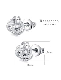 Plata de ley, chapado en oro blanco, aretes en forma de botón, amor, nudo, para mujer   hipoalergénico y sin níquel, joyas para orejas sensibles