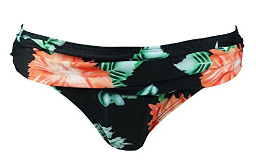 Cocoship Black & Pink Canival Floral Island Goddess Bikini Bottom Shirred Waisted Bikini Brief Swimsuit 4(FBA) Cocoship Black & Pink Canival Floral Island Goddess Bikini Bottom Shirred Waisted Bikini Brief Swimsuit 4(FBA)