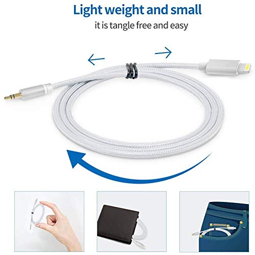 Aux Cable for Car for iPhone X/XS/8/8Plus/7/7Plus Jack to 3.5mm Male Audio Adapter for Headphones Jack Cable Aux Cord for Car Stereo, Headphone, Speaker Compatible with All iOS Systems 3.3ft - Thumbnail 3