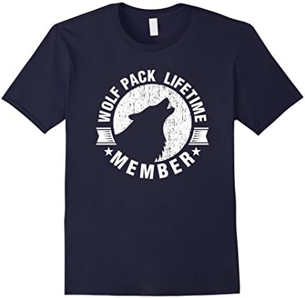 Men's Lifetime Wolf Pack Member Distressed Howling T-shirt Large Navy