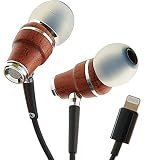Symphonized NRG MFI Earbuds, Certified Lightning Earbuds Compatible with Apple iPhone/iPad/iPod, Premium Genuine Bubinga Wood in-Ear Noise Isolating Earphones, Stereo Wired Headphones (Black)
