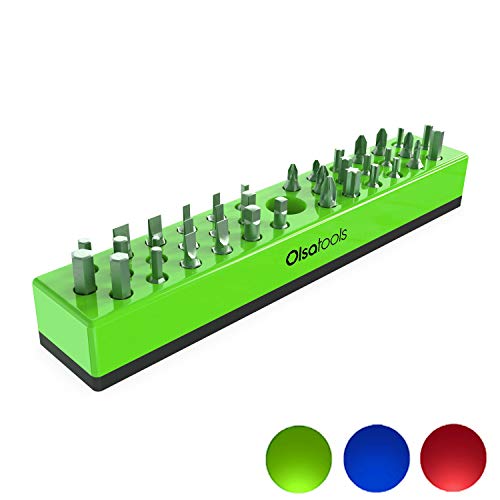 Olsa Tools Hex Bit Organizer with Magnetic Base | Premium Quality Hex Bit Holder for Your Specialty, Drill or Tamper Bits (Green)