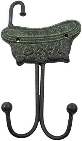 MutterMui Retro Cast Wall Mount Antique Style Bath Tub Sign Iron Metal Hooks
