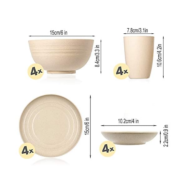 32-Pieces-Wheat-Straw-Dinnerware-Sets-Lightweight-Plates-Bowls-Cups-Dishes-Set-Unbreakable-Tableware-Set-for-Picnic-Party-BBQ-Wedding-Camping-A6 32 Pieces Wheat Straw Dinnerware Sets, Lightweight Plates Bowls Cups Dishes Set, Unbreakable Tableware Set for Picnic Party BBQ Wedding Camping (A6)