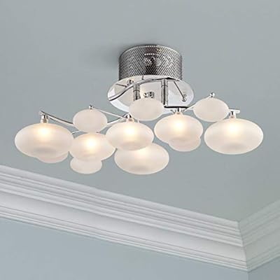 Possini Euro Lilypad 19 1 4 Wide Etched Glass Ceiling Light